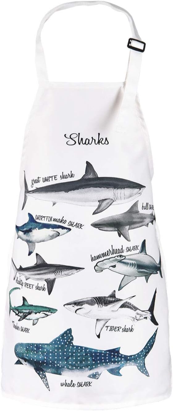 Delantal de tiburones para hornear, delantal impermeable para niños, con cuello ajustable, para fiestas, cocina, jardinería, pintura, manualidades