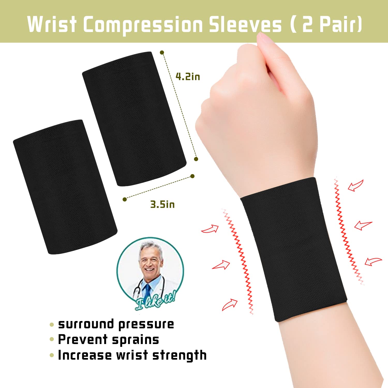 SEXYEYE Muñequera de compresión para hombres y mujeres, muñequeras elásticas para tenis, tendinitis, túnel carpiano, bandas para cubrir tatuajes