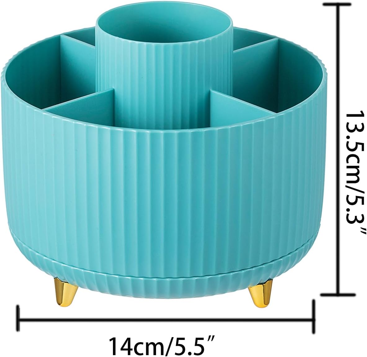 Soporte para lápices de escritorio, 5 ranuras para lápices giratorios de 360 para escritorio, organizador de suministros de papelería de escritorio,