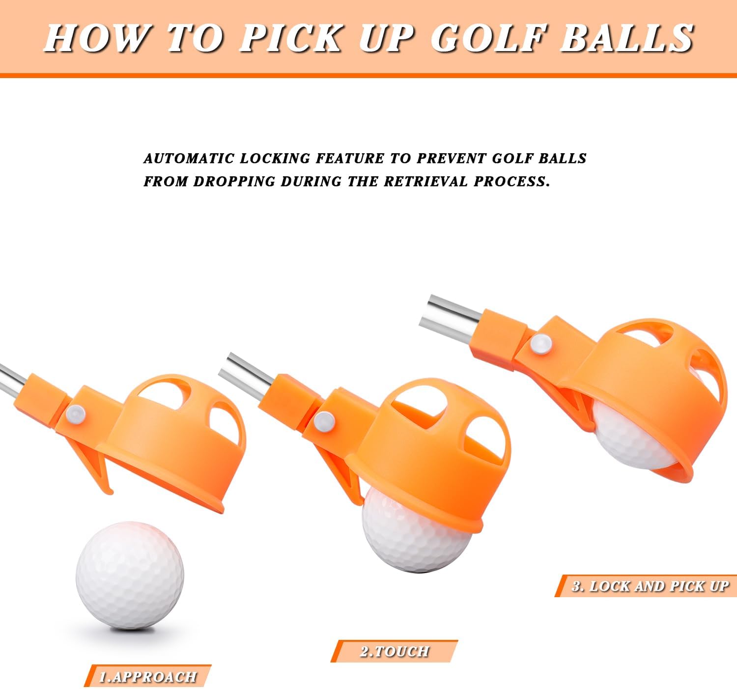 BIRDIEBLAST Recuperador profesional de pelotas de golf, 9 pies12 pies15 pies20 pies, recuperador de pelotas de golf de acero inoxidable para