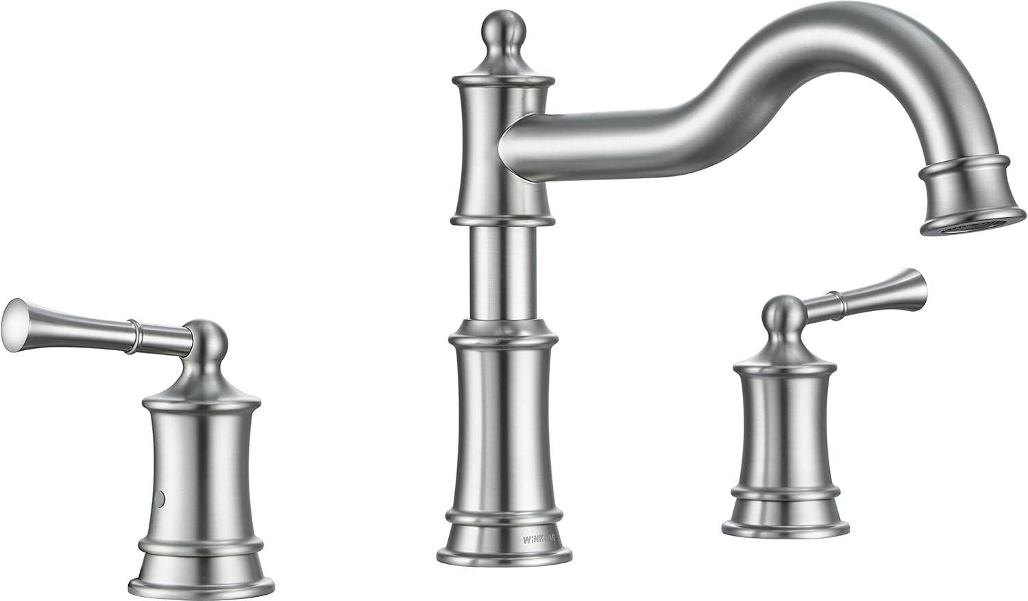 Grifo romano para bañera de montaje en cubierta para baño, boquilla clásica elegante y generalizada con 3 agujeros, cartucho de válvula de 2 manijas