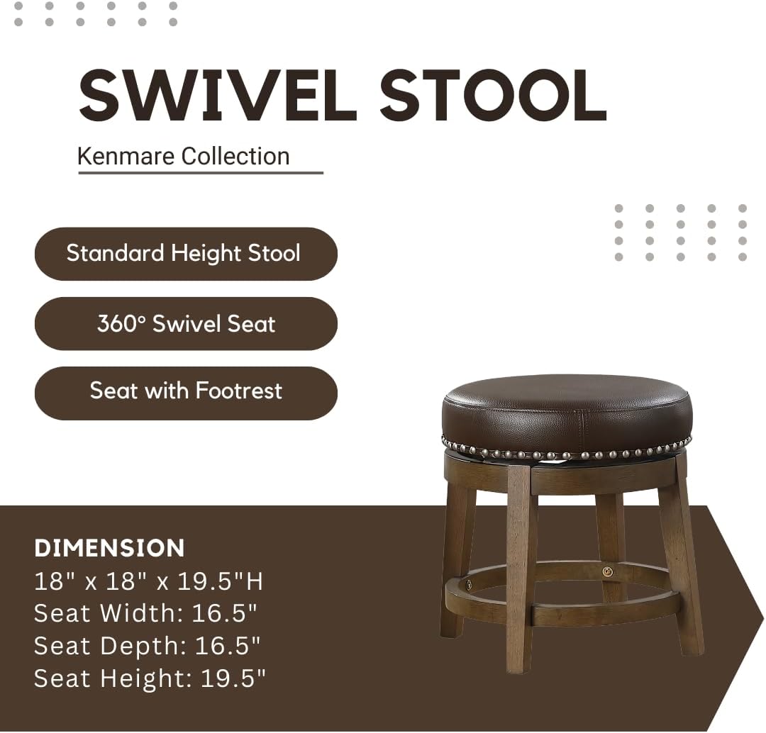 Lexicon Kenmare Taburete giratorio de comedor (juego de 2), 18″ SH, marrón