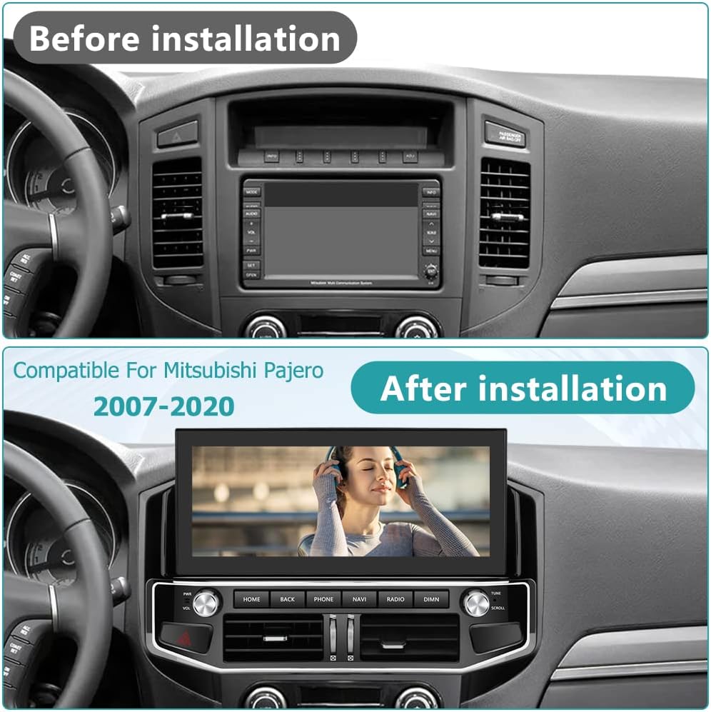 Android 11 4 GB+64 GB Radio de coche compatible con Mitsubishi Pajero 2007-2020, pantalla táctil de 12.3 pulgadas con Carplay inalámbrico Android