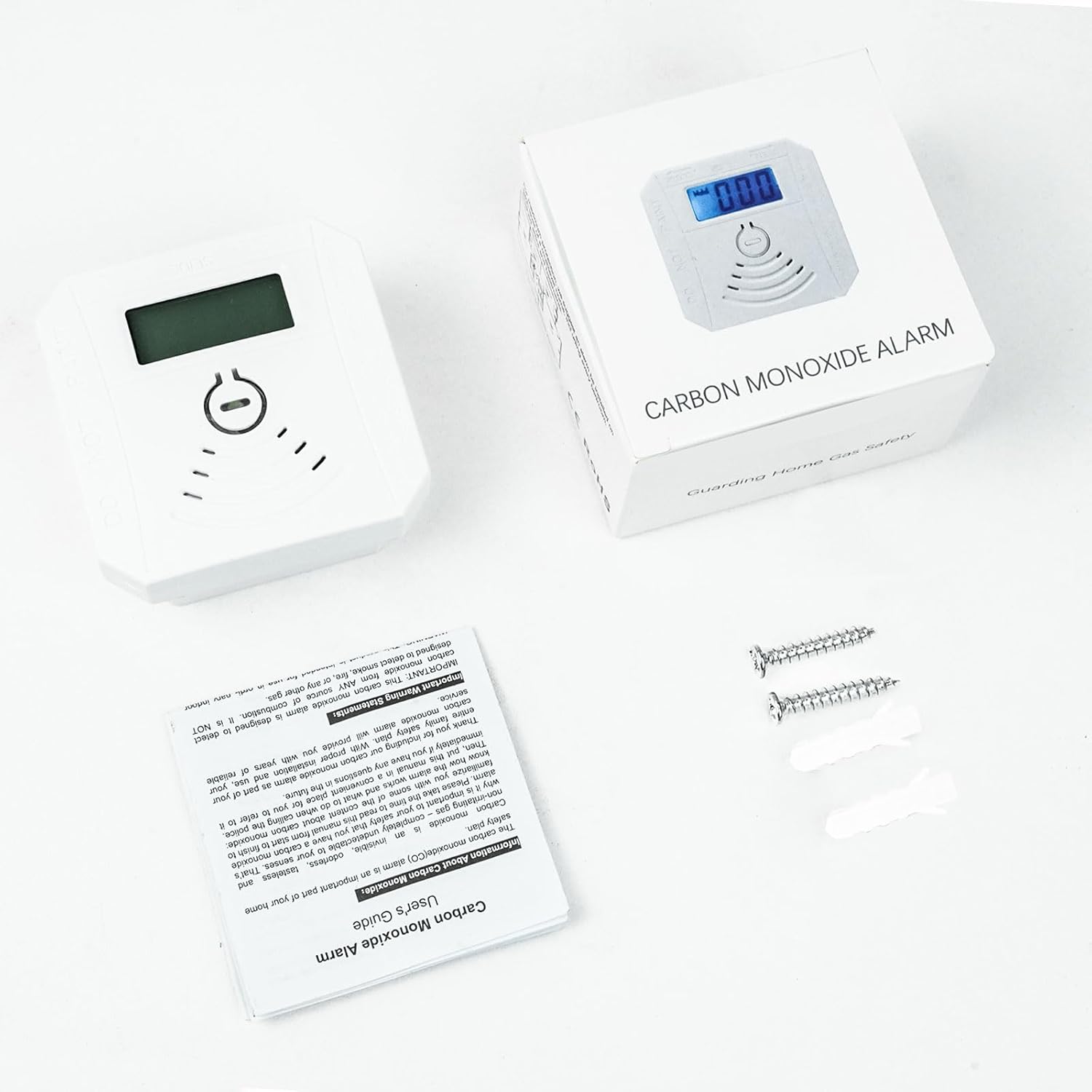 Detector de monóxido de carbono, mini alarma portátil de monóxido de carbono, alarma de monóxido de carbono con batería sin enchufe, color blanco