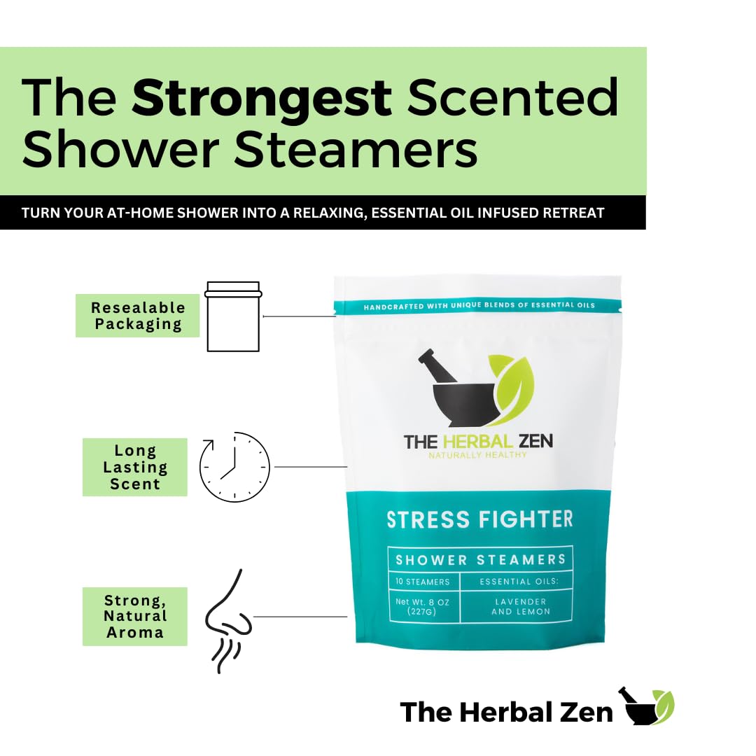 Stress Fighter Shower Steamers Aromatherapy with Essential Oils, Made in the USA Shower Bombs, Shower Bomb Aromatherapy, Relaxing Gifts for Women,