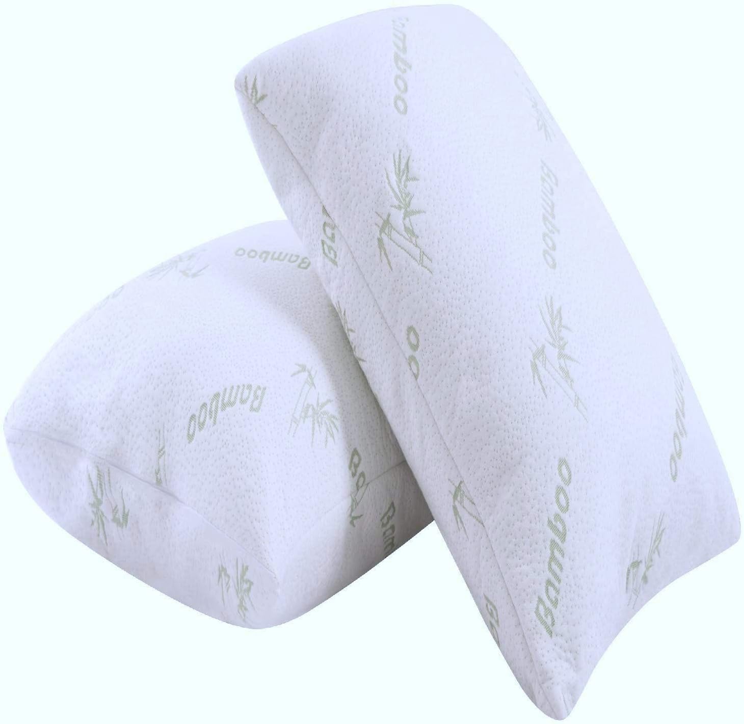 Almohadas de cama para dormir, paquete de 2 almohadas de viscosa tamaño Queen hechas de bambú, ultra suave, con rebote trasero, boca abajo,
