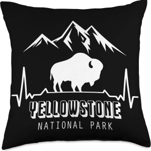 Yellowstone Volcano National Park Wyoming Souvenir National Park Heartbeat Yellowstone Hike Wyoming Mountain – Almohada de 18 x 18 pulgadas, Yellowstone Volcano National Park Wyoming Souvenir National Park Heartbeat Yellowstone Hike Wyoming Mountain – Almohada de 18 x 18 pulgadas,