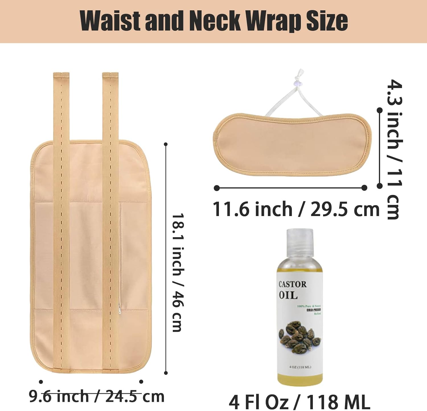Paquete de aceite de ricino, regalos para el día de la madre, paquetes de aceite de ricino reutilizable para desintoxicación del hígado, envoltura