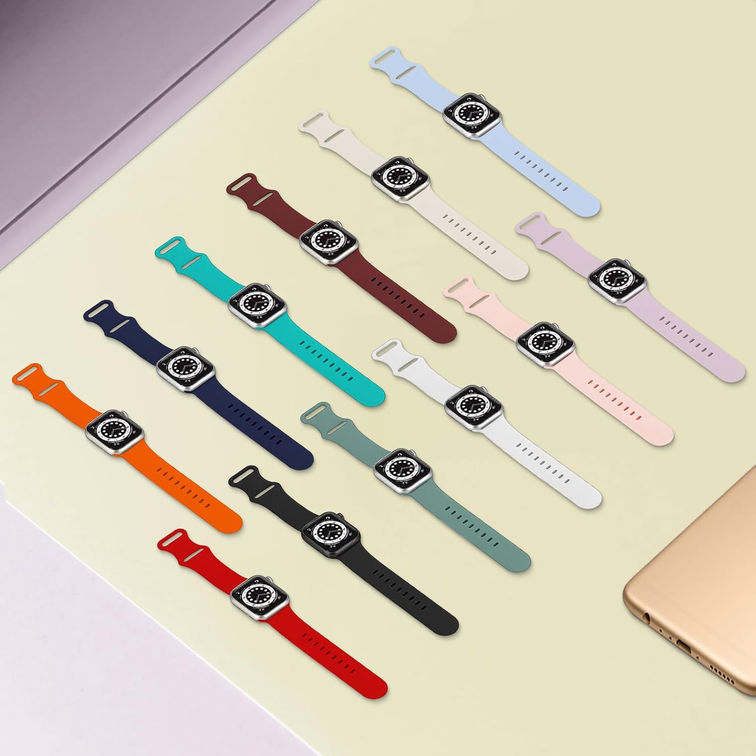 Paquete de 5 correas clásicas compatibles con Apple Watch de 1.496 pulgadas, 1.575 pulgadas, 1.614 pulgadas, 1.654 pulgadas, 1.732 pulgadas, 1.772