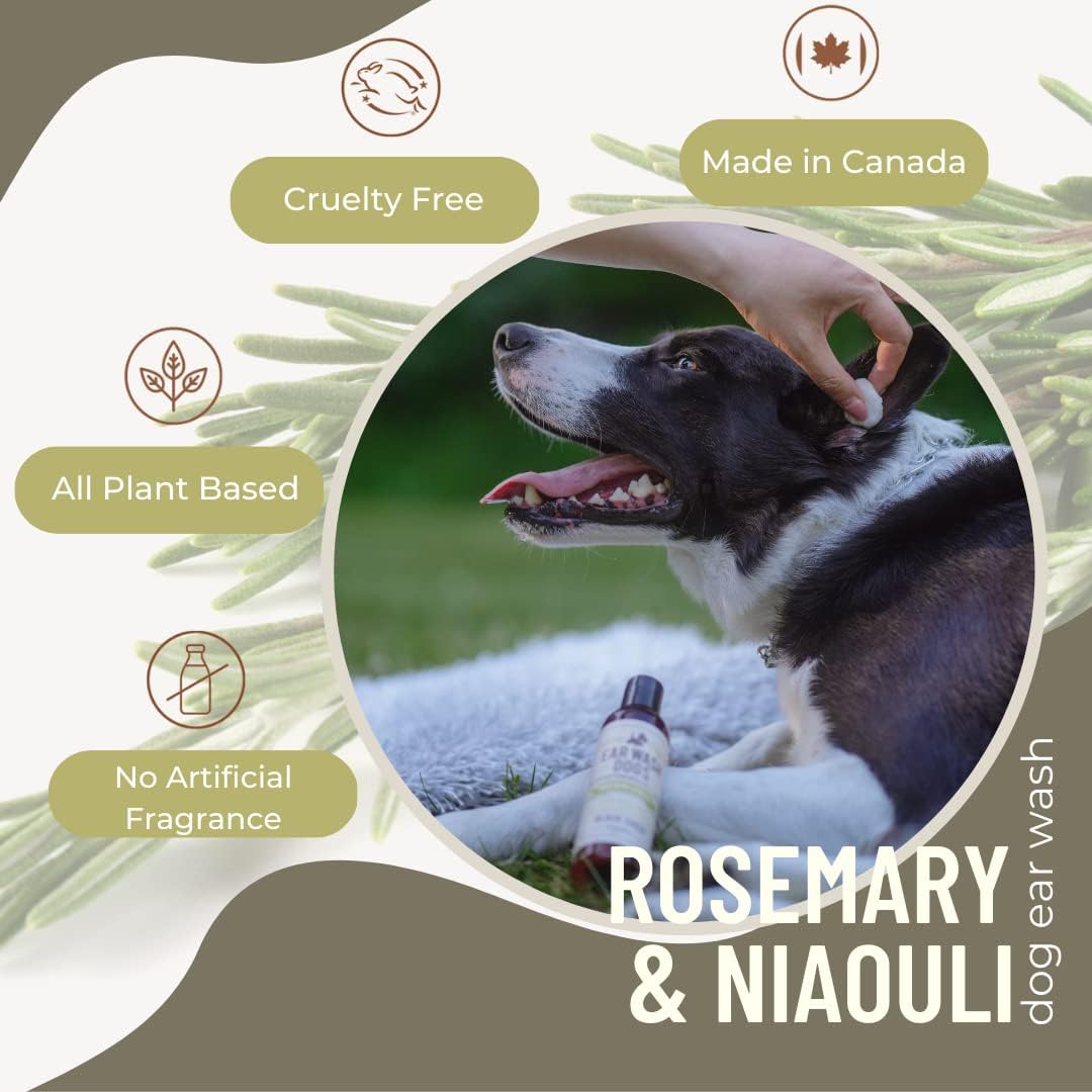 Solución natural de limpieza de orejas para perro, tratamiento de picazón de perro, elimina el olor y la acumulación de cera, fórmula suave de
