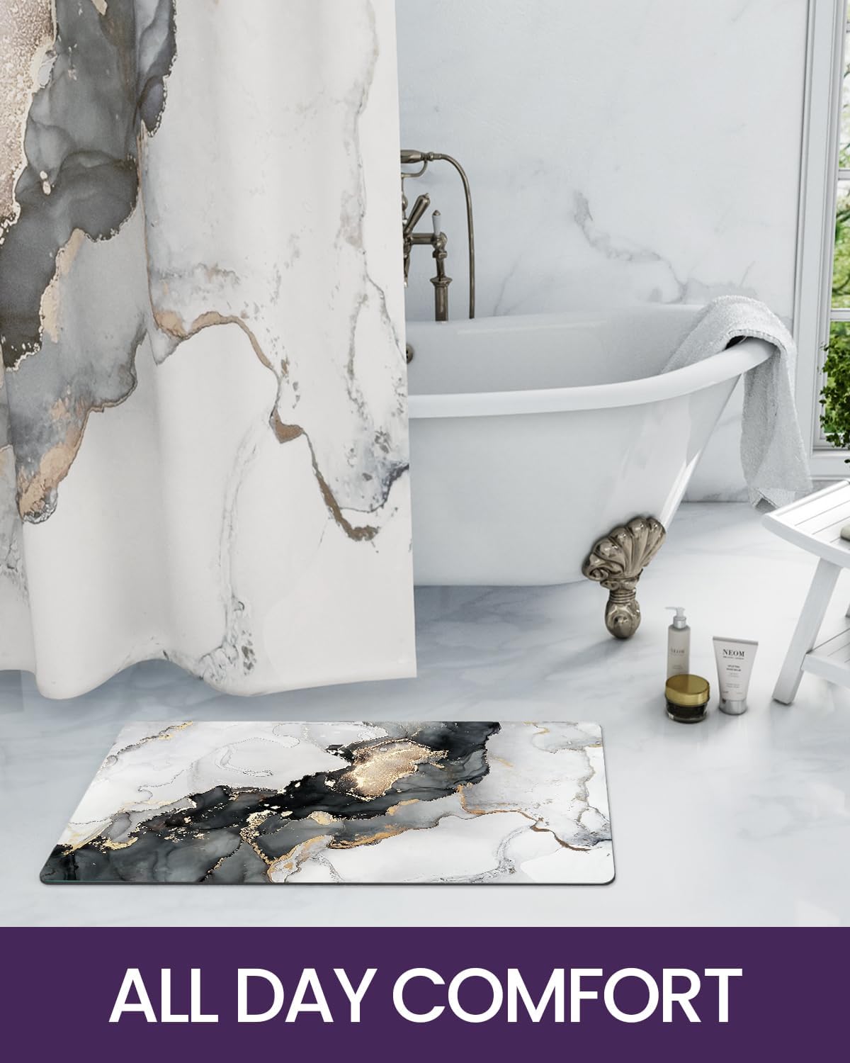 DEXI Alfombra de baño súper absorbente, ultrafina, de perfil bajo, antideslizante, de secado rápido, lavable para fregadero, ducha, inodoro, 17 x 32