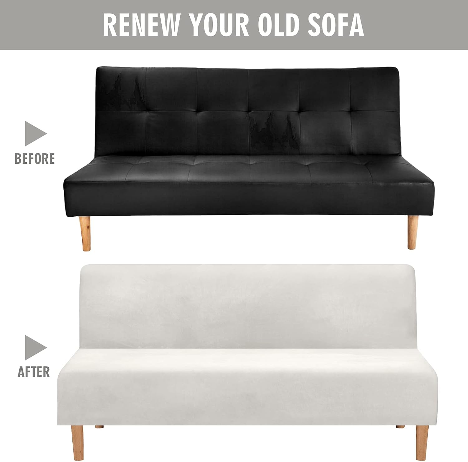 MIFXIN Funda para sofá futón sin brazos, de terciopelo, elástica, plegable, suave, elástica, protector de muebles para futón, sofá cama, sin