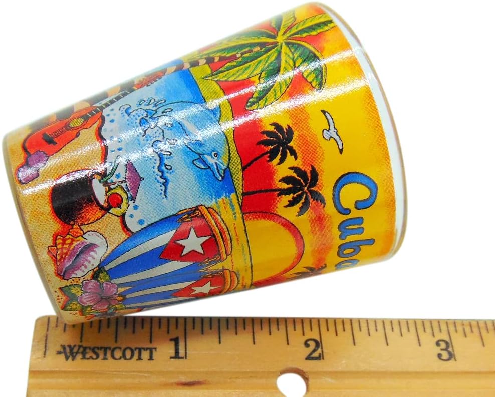 Westmon Works Cuba Shot Glass Cuban Souvenir Pack Dos de los mismos vasos con escenas de la nación tropical de la isla