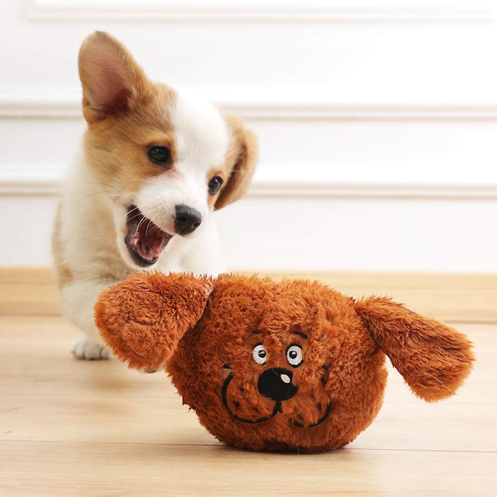 NAMSAN Giggle – Juguete de peluche interactivo para perros, juguete chirriante con bola de activación de salto para perros que juegan (monstruo