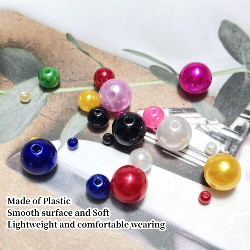 100 cuentas de perlas de 0.472 pulgadas (0.472 in), perlas redondas sueltas con agujeros para costura, manualidades, decoración, pulseras, collares,