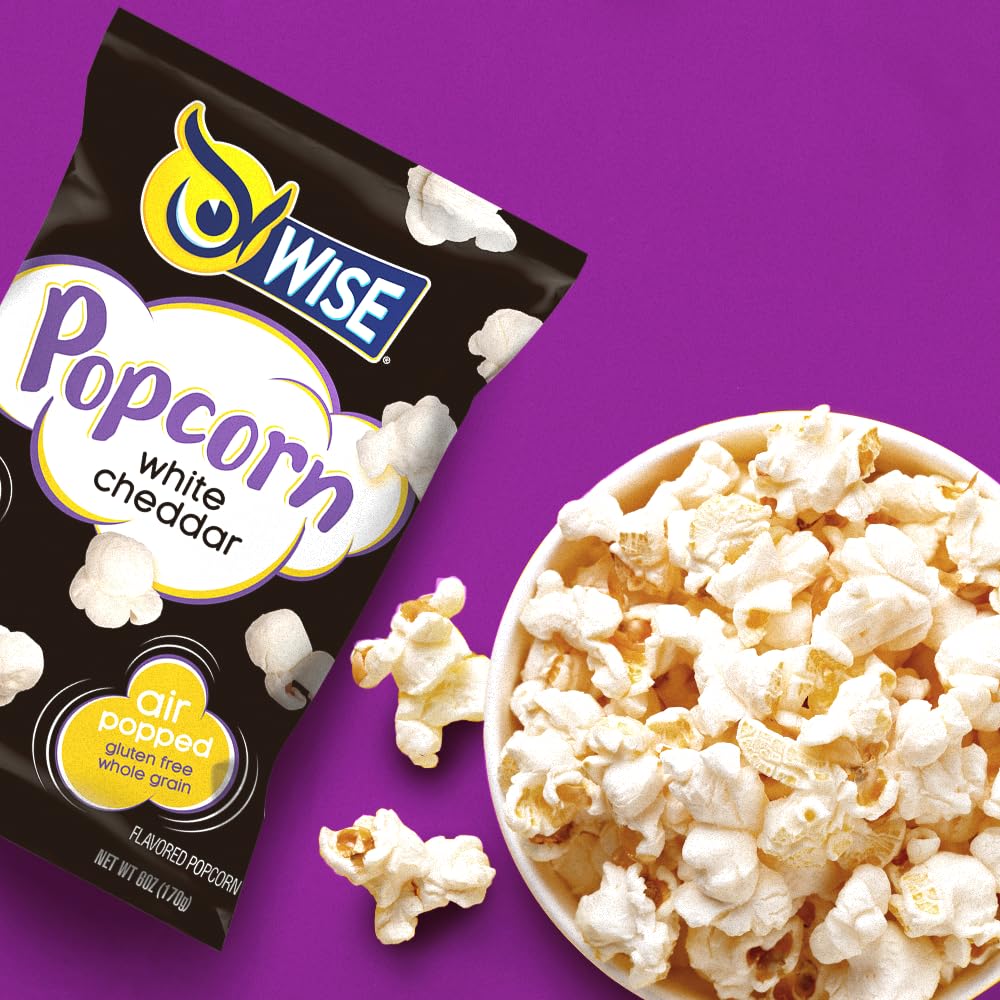 Wise Snacks – Palomitas de maíz cheddar blanco, 0.625 onzas (42 unidades), bolsas de tamaño individual para aperitivos, aperitivos saludables de
