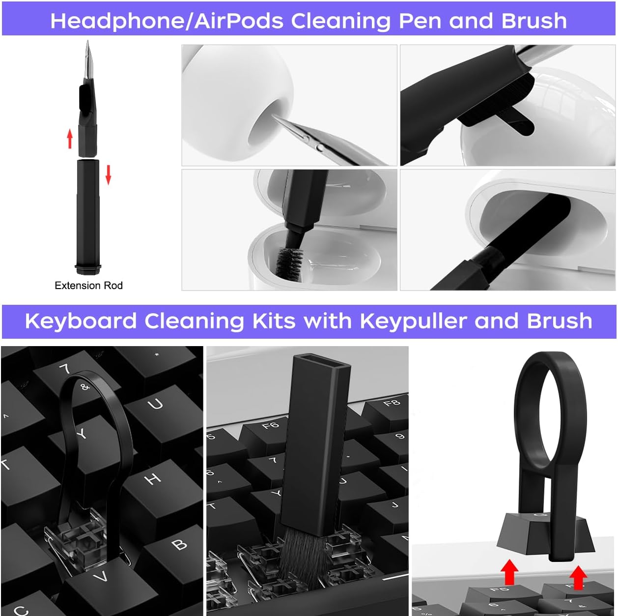 Kit limpiador de teclado de pantalla de computadora portátil 20 en 1, kits de limpieza de dispositivos electrónicos multifuncionales para Airpod,