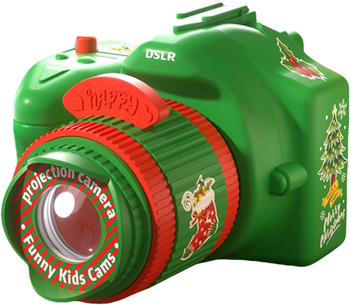 RIQINGY Proyector con forma de cámara de Navidad, 1 paquete de proyector de diapositivas para niños para educación cognitiva a la hora de acostarse,