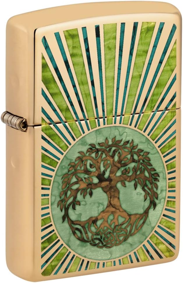 Zippo Mechero de latón envejecido árbol de la vida eterna