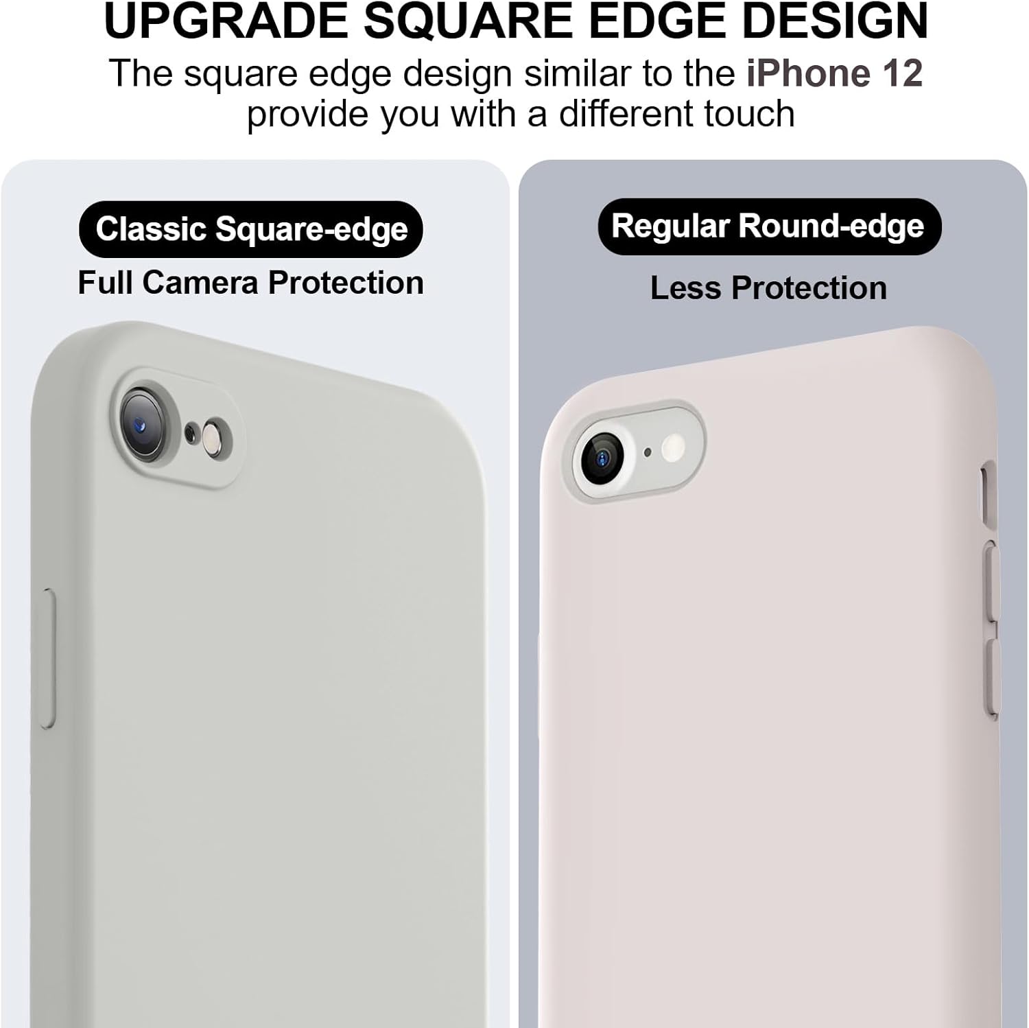 Vooii Funda para iPhone SE 20223rd2020, iPhone 87, silicona líquida mejorada con bordes cuadrados protección de cámara forro de microfibra suave