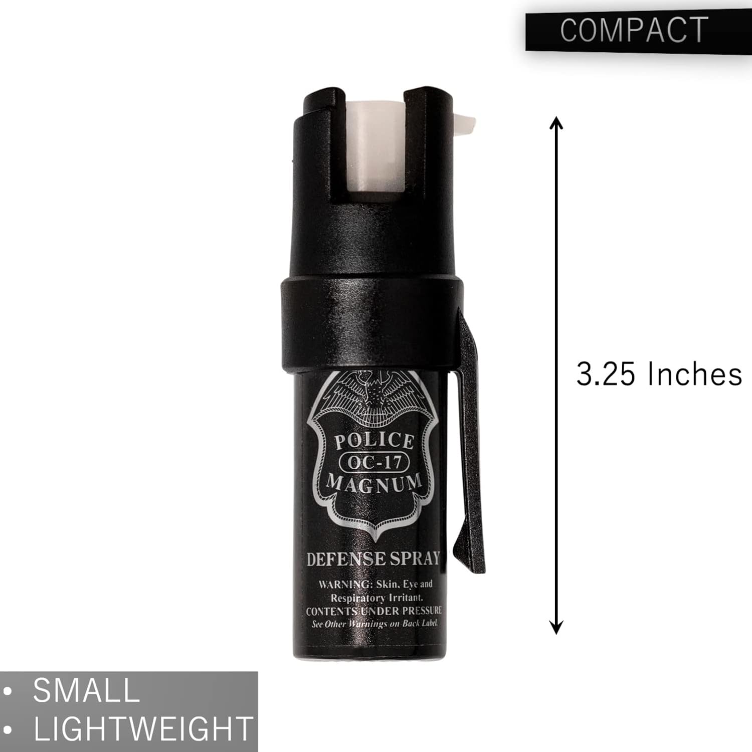 Police Magnum Mini Pepper Spray Self Defense Safety Tool- Hands Free Belt Clip Holder- Small Discreet Canister Case- Made in The USA- 2 Pack 12oz