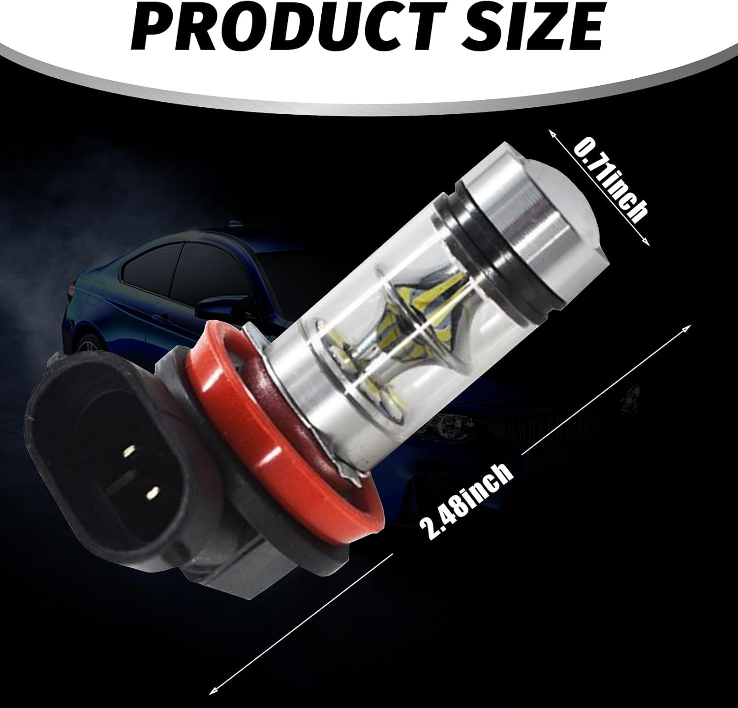 2 luces antiniebla LED H8H11 para automóvil, 20 LED, 100 W, 1000 lm, luz blanca súper brillante, luz de haz bajo, Plug and Play 360 grados DRL,
