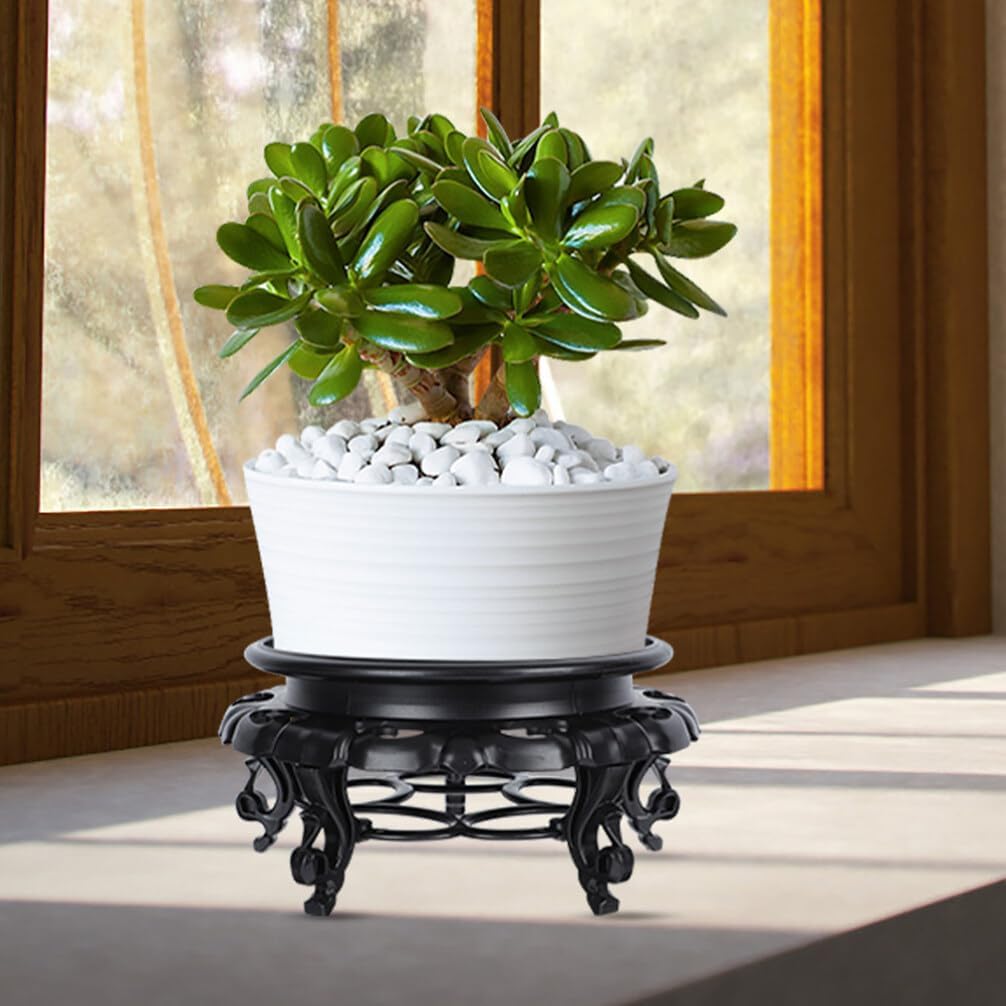 GANAZONO Taburete de madera para plantas, soporte de exhibición chino, soporte retro para maceta, estante decorativo para jardinera, estante para