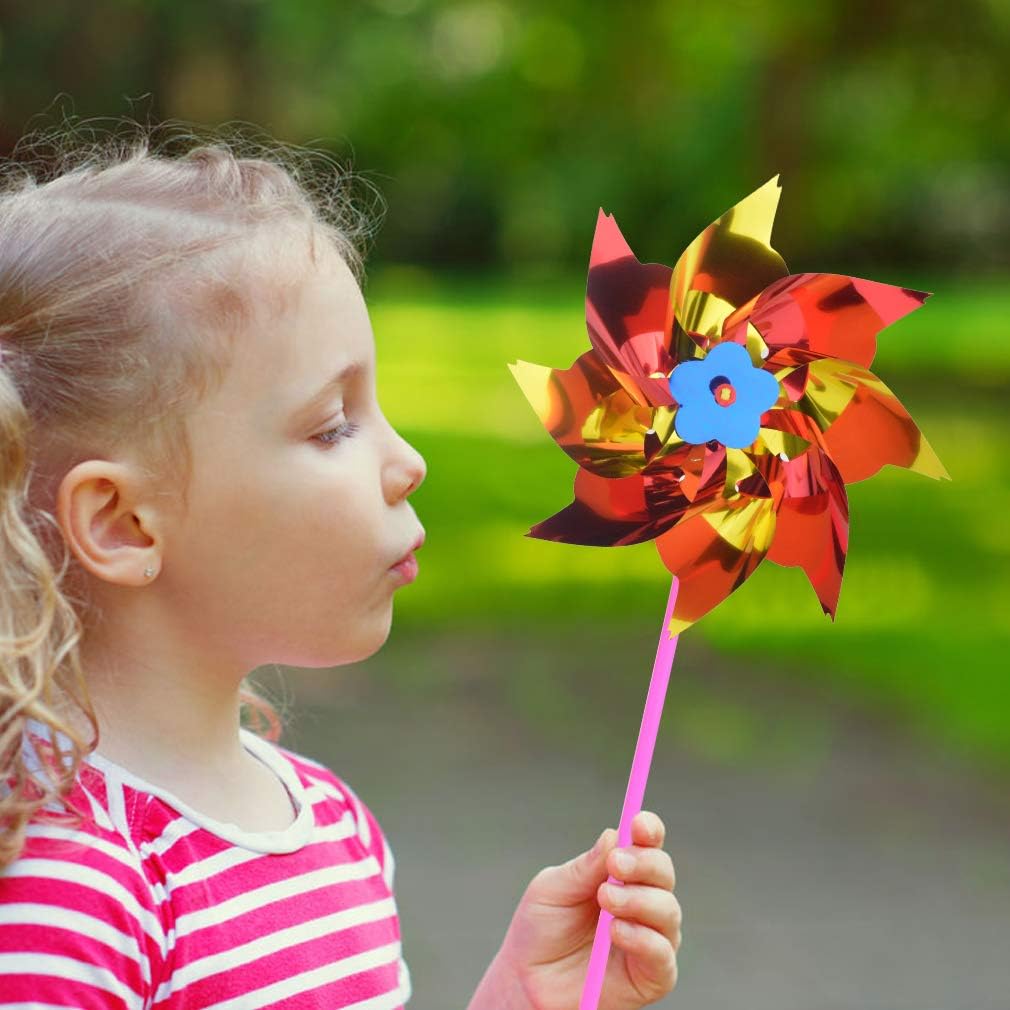 50 molinetes de plástico de arcoíris, molino de viento, molinillos de fiesta, juego de molinetes de bricolaje para niños, juguete para jardín,