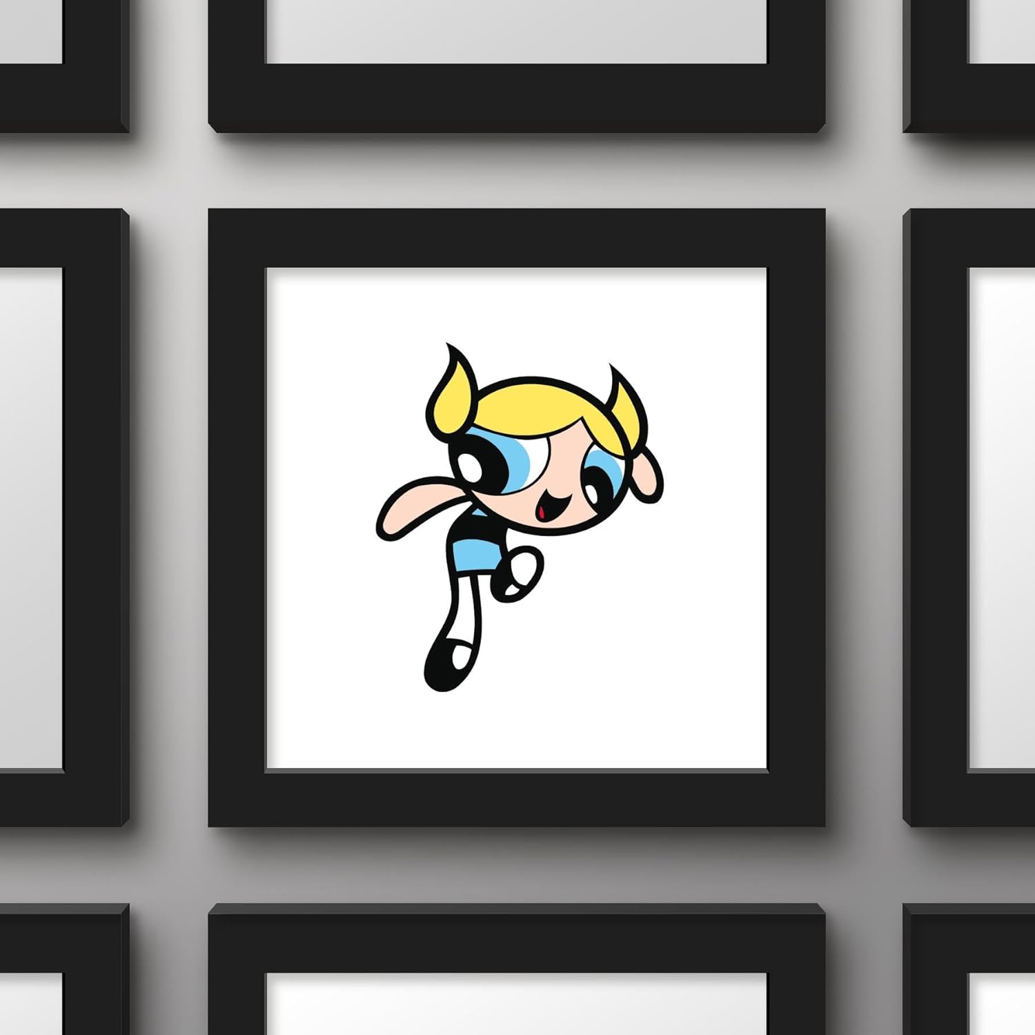 Trends International Gallery Pops Cartoon Network The Powerpuff Girls – Arte de pared de burbujas, versión enmarcada negra, 12 x 12 pulgadas