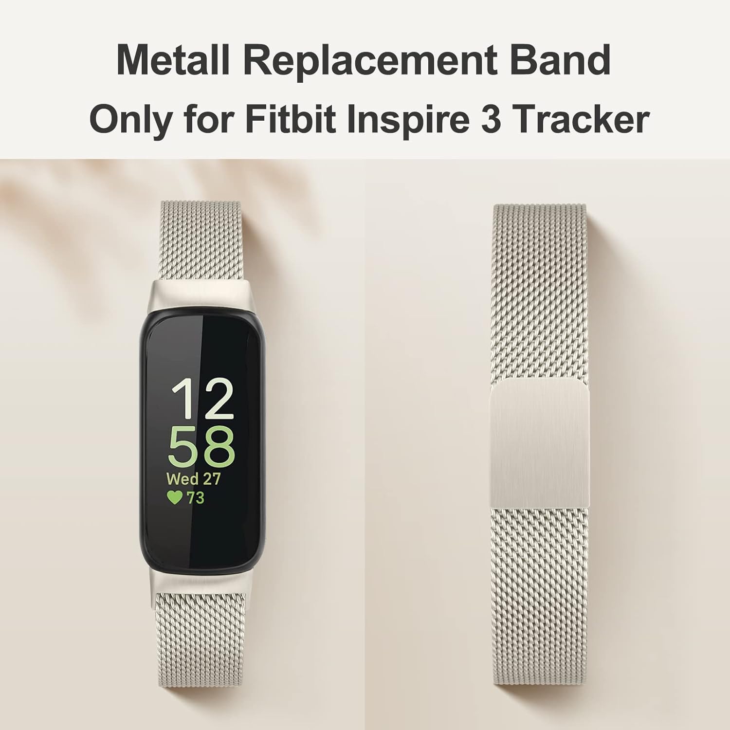 Correas de repuesto para Fitbit Inspire 3 para mujeres y hombres, correa de malla de metal de acero inoxidable, ajustable, correa magnética de