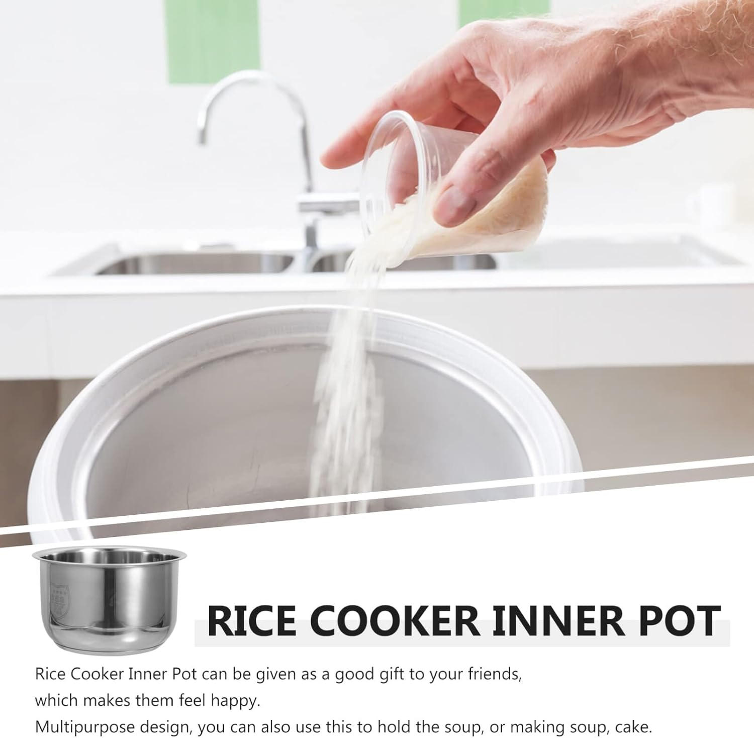 Olla a presión eléctrica de repuesto para olla interior de cocina, olla interior antiadherente de acero inoxidable de 2 litros, repuesto de olla