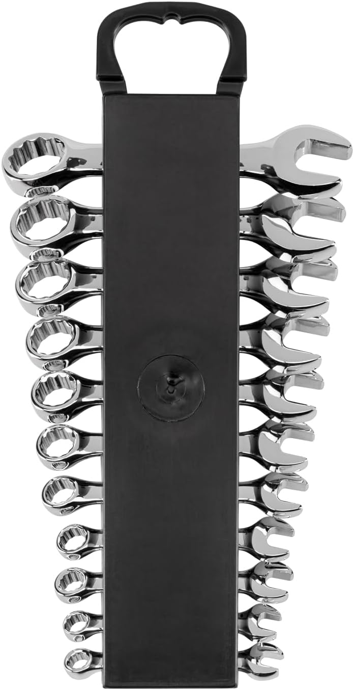 TEKTON Juego de llaves combinadas Stubby con soporte, 11 piezas (14-34 pulgadas)  WCB92401