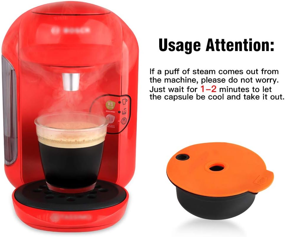 Cápsulas de café reutilizables, filtro de café recargable compatible con máquinas Tassimo, cápsulas de café con tapas reutilizables (6.1 fl oz)