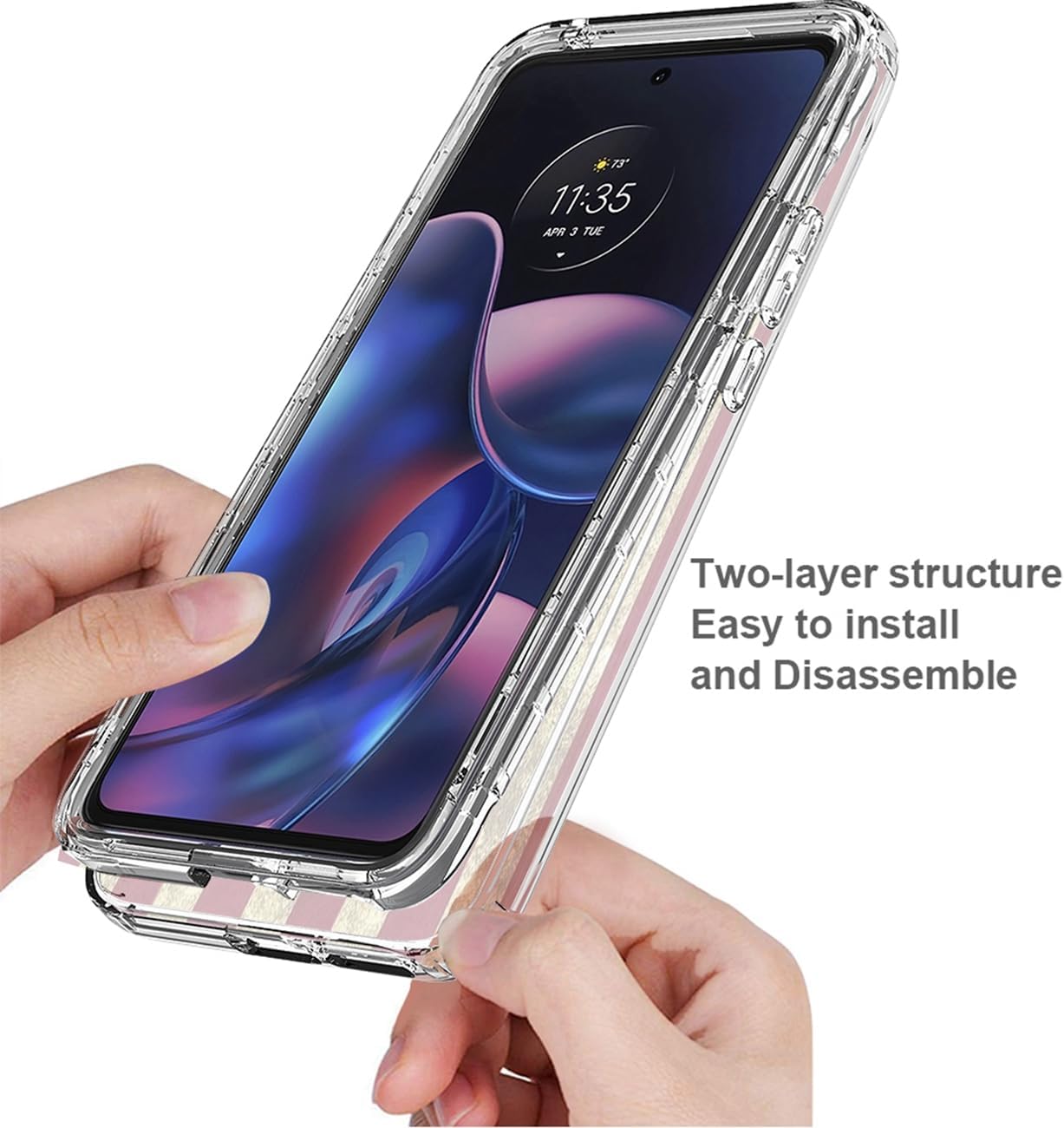Tothedu Funda de teléfono para Moto Edge 2022Motorola Edge 2022 5G UW XT2205 con protector de pantalla de vidrio templado, funda protectora de