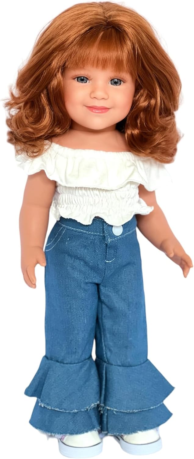 MBD Moderno traje de mezclilla para muñecas Kennedy y Friends de 18 pulgadas y todas las demás muñecas de 18 pulgadas, ropa de muñeca de 18 pulgadas