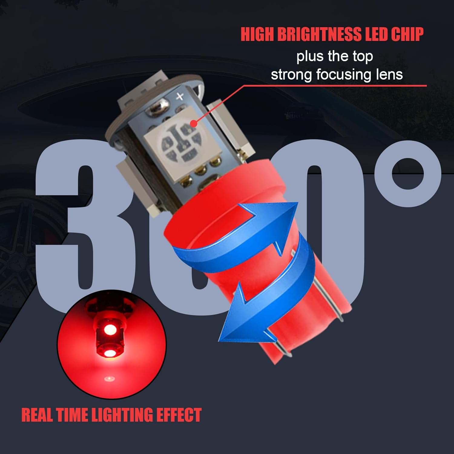 Sodcay 20 luces LED brillantes T10-5050-5SMD para automóvil, luz indicadora de ancho de 0.394 in x 1.102 in, 12 V, iluminación sin ángulo muerto de