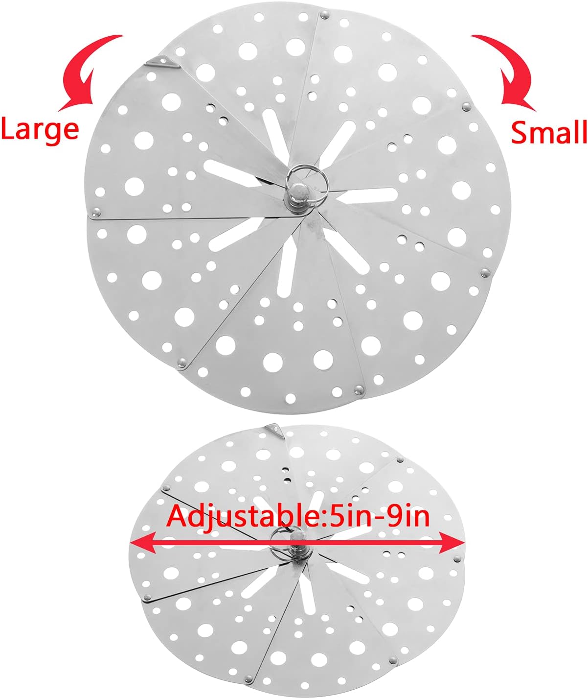 Tapa ajustable de acero inoxidable de 5 a 9 pulgadas, tapa interior plegable para cocinar verduras, cesta de vapor plegable, cubierta japonesa