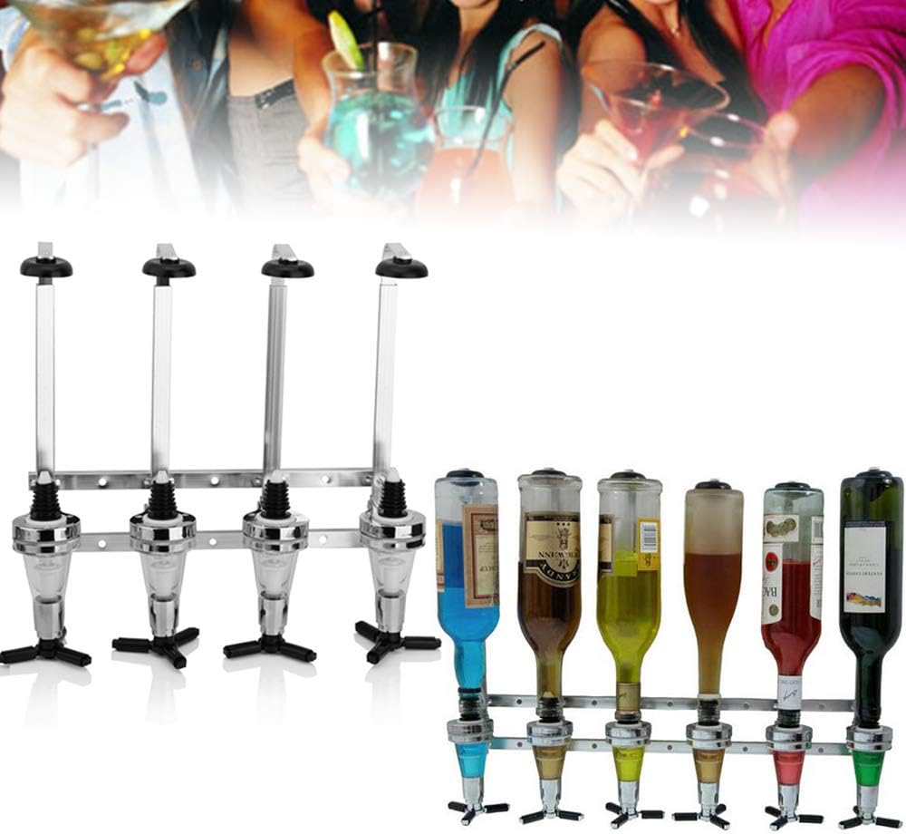 Dispensador de vino montado en la pared, 4 botellas, estante de exhibición profesional para cócteles, vino, bebidas, botella de alcohol para