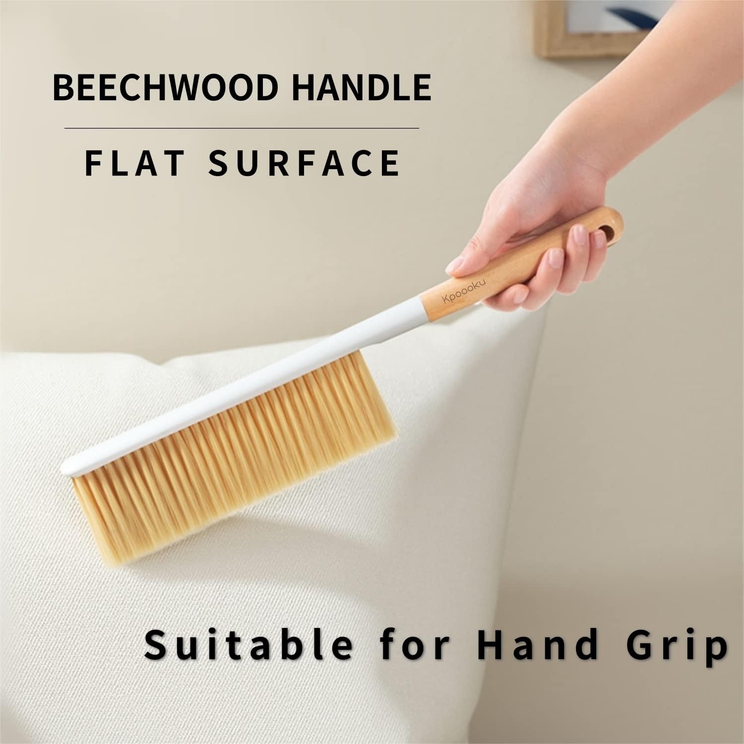 Cepillos de limpieza de escobas de mano, cepillo suave para plumero de muebles con mango de madera largo, herramienta de polvo para el hogar (1
