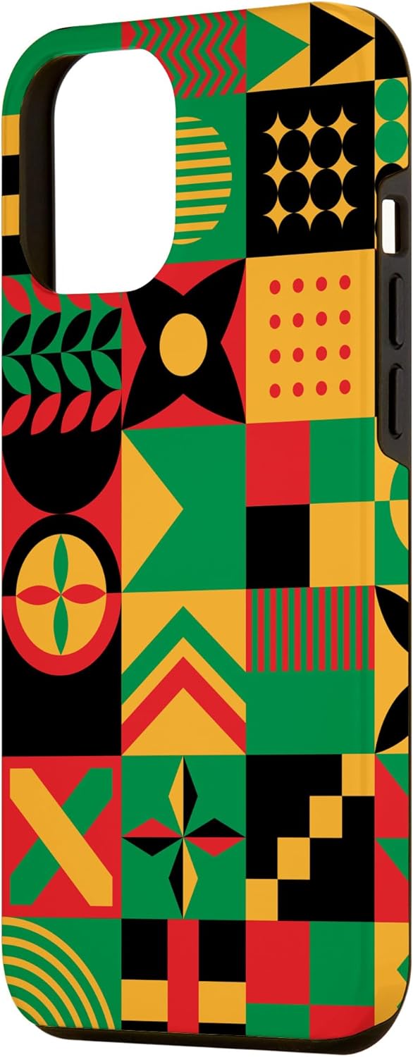 Funda para iPhone 14 Pro Max con patrón tribal africano orgullo afroamericano historia negra