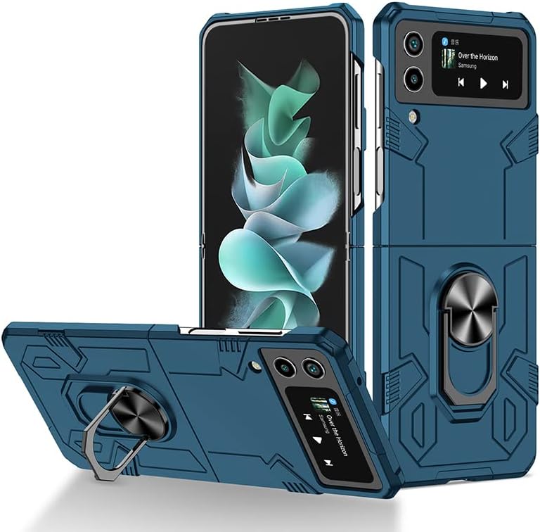Asuwish Funda de teléfono para Samsung Galaxy Z Flip 4 5G 2022 Funda y soporte para anillo delgado híbrido protector móvil Kickstand niños niñas