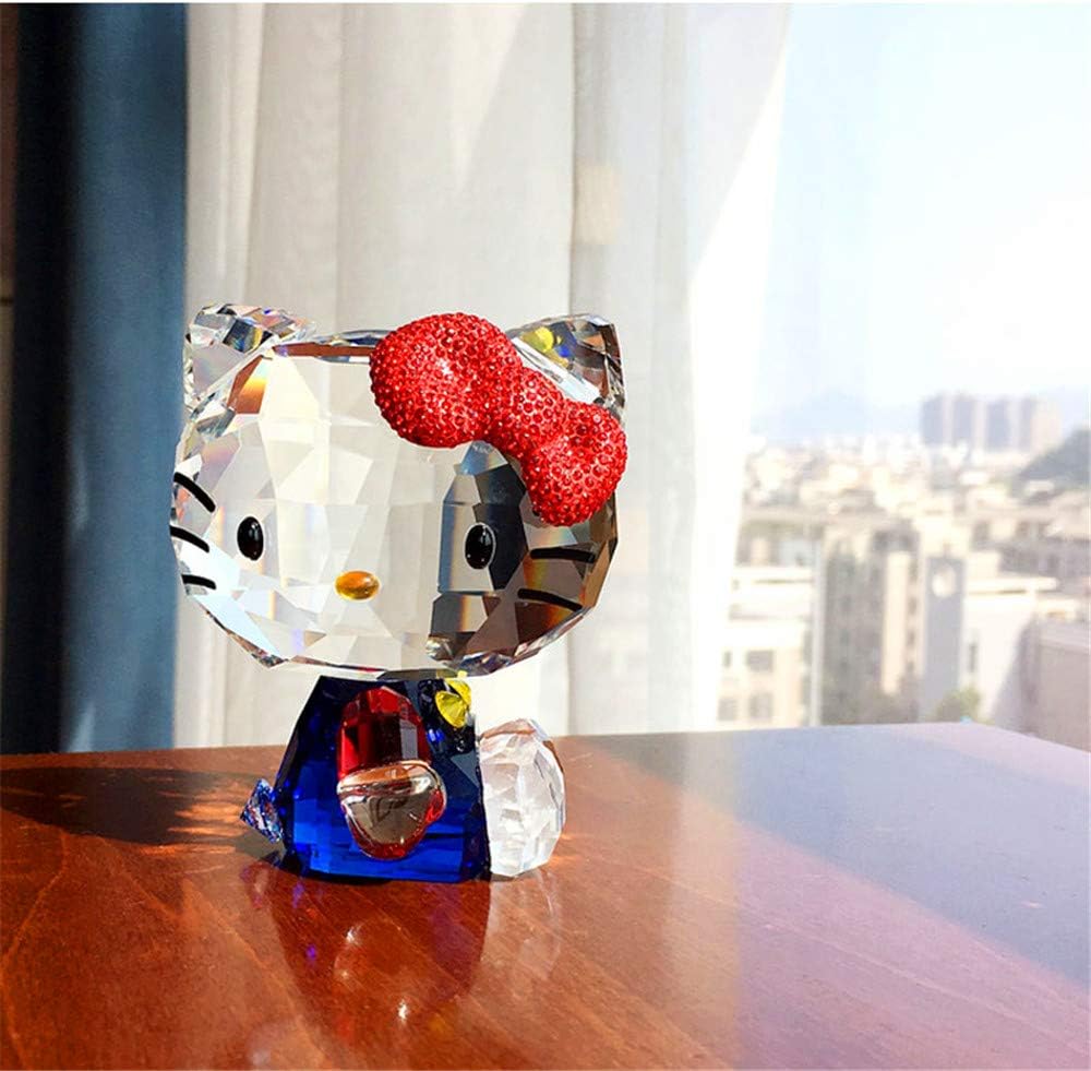 Figuras de gato de dibujos animados de cristal, adorno para automóvil, pisapapeles, boda, hogar, mesa, regalo, regalo para dama (niño grande)