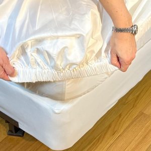 Effortless Bedding – Sábana superior semiajustable patentada, 100% algodón egipcio Giza certificado, fibra extralarga, tejido satinado de 500 hilos, Effortless Bedding – Sábana superior semiajustable patentada, 100% algodón egipcio Giza certificado, fibra extralarga, tejido satinado de 500 hilos,