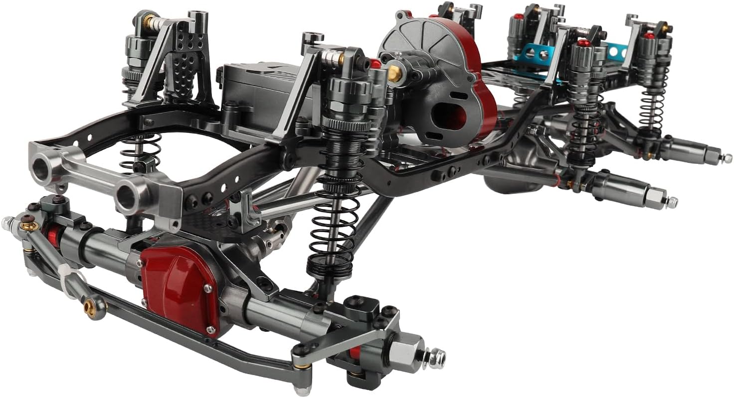 Juego de marcos de chasis de 17.717 in de distancia entre ejes de 6 x 6 con transmisión frontal, medio trasero, eje completo para 110 RC Crawler Car
