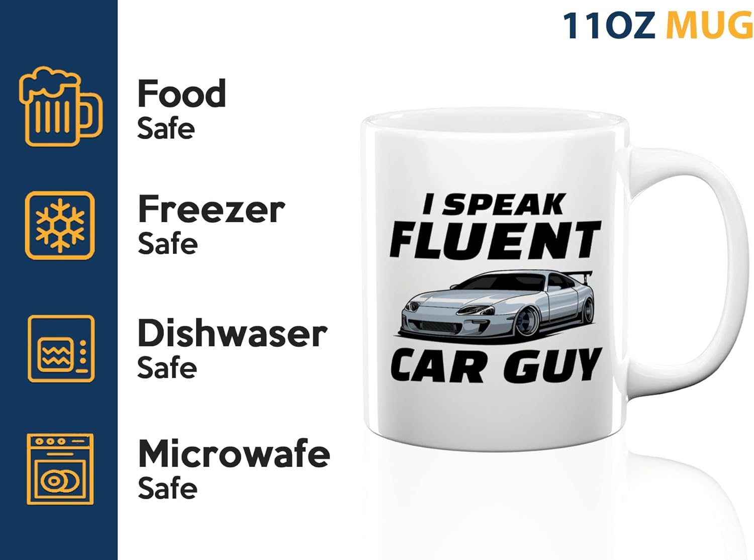 Carguy Coffee Mug 11oz White -i speak fluent car guy – Funny Sarcasm Car Lover Owner Enthusiast Mechanics Racing Street Racer Road Trip Organized