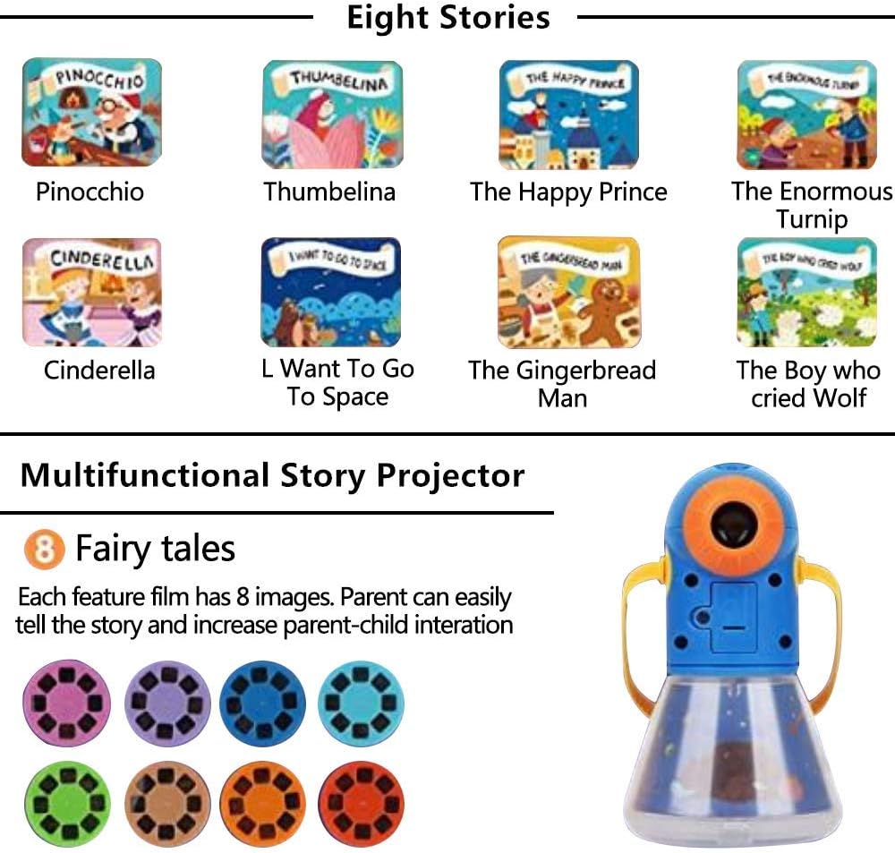 Proyector de cuentos multifuncional para niños, proyector de luces nocturnas, juguete de cuentos, juguetes educativos, regalos para niños y niñas de