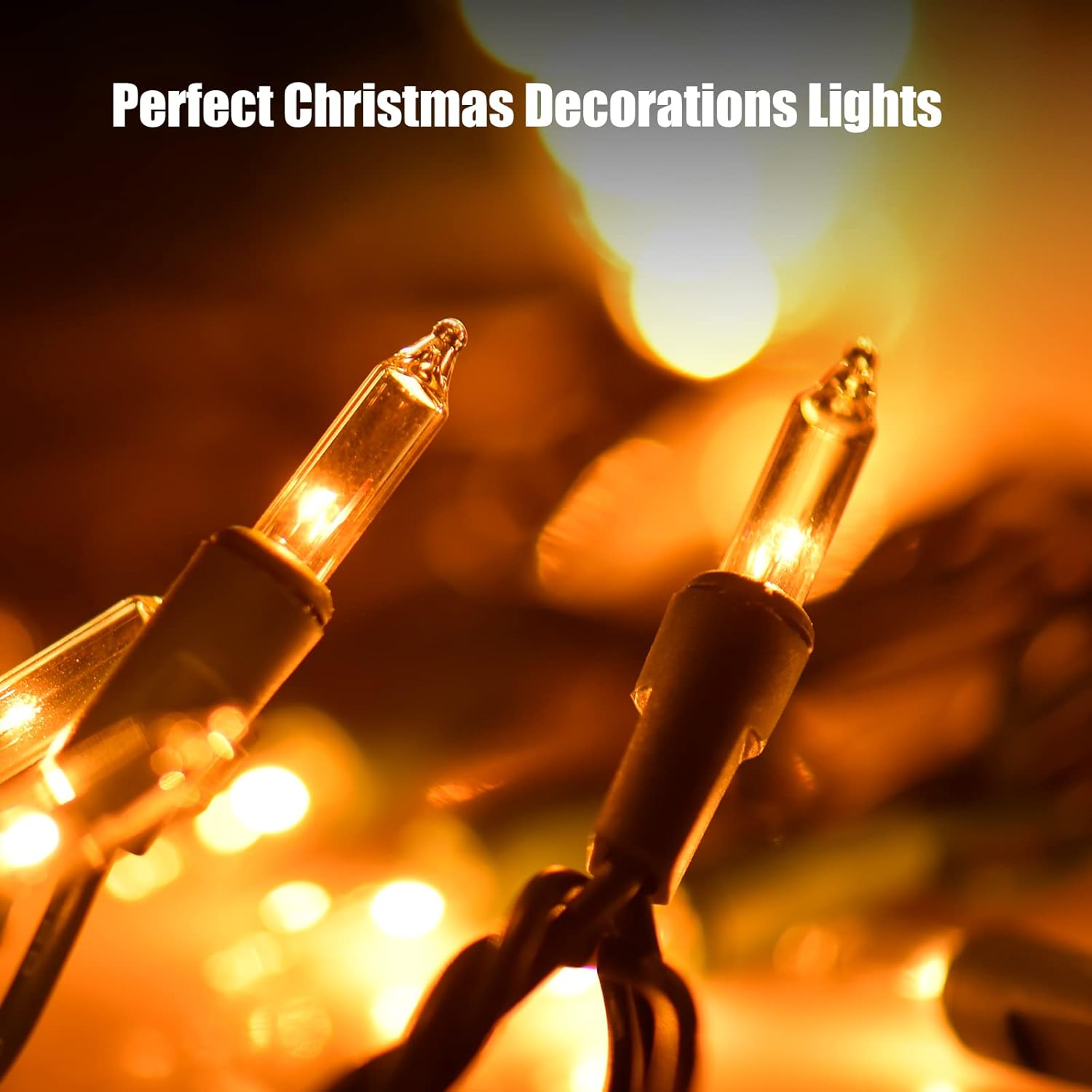 Luces de Navidad de color blanco transparente, 100 unidades, luces incandescentes, con certificación UL, conectables, luces para árbol de Navidad