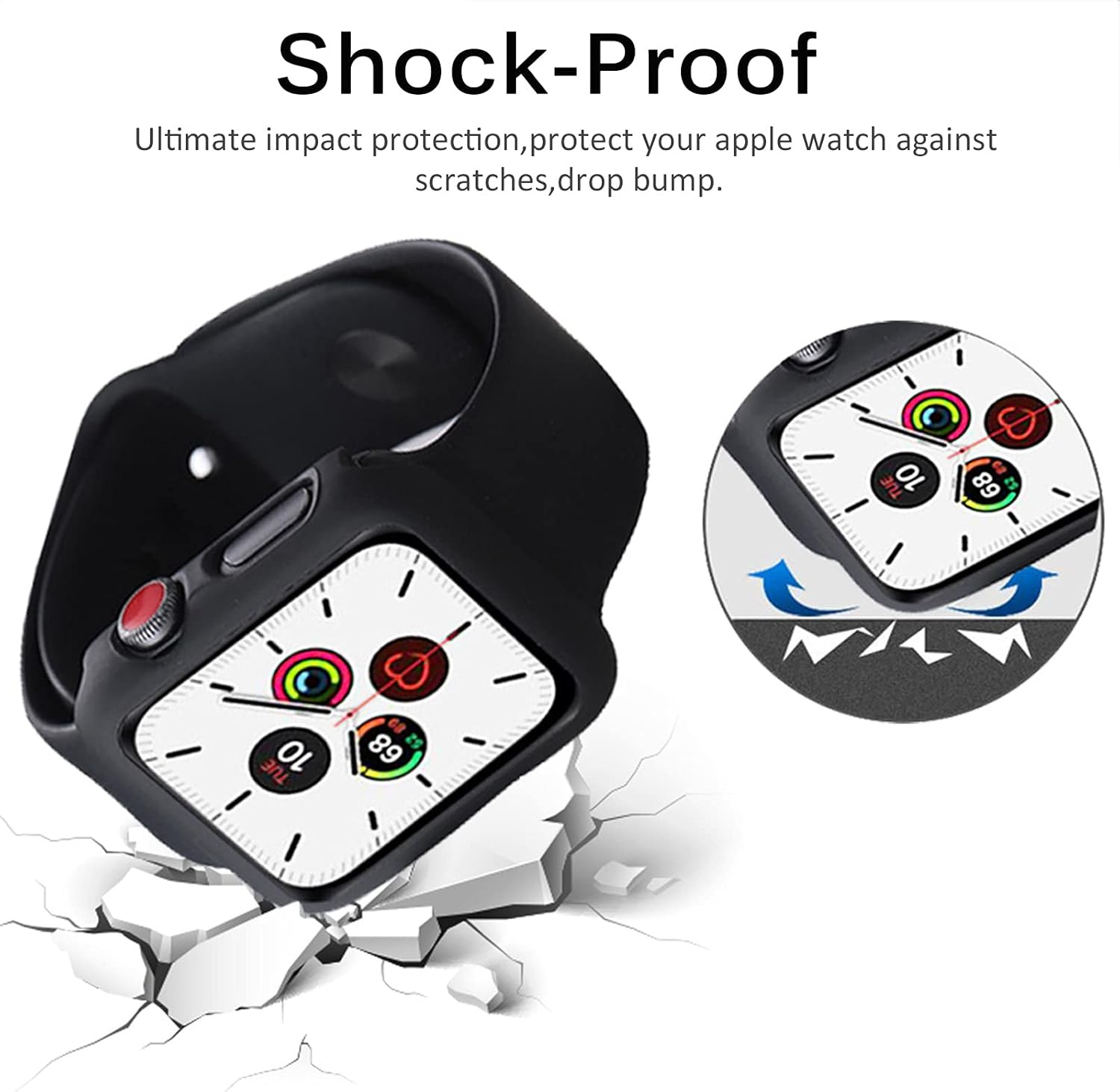 Miimall Funda compatible con Apple Watch Series 3, 2, 1 de 1.496 pulgadas con protector de pantalla, cubierta dura mate antiarañazos a prueba de
