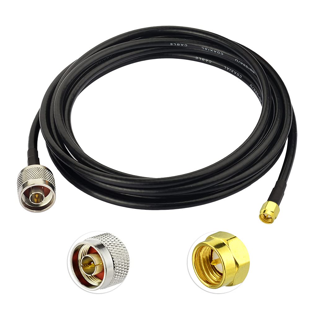 Superbat Baja pérdida N macho a SMA macho con conectores resistentes a la intemperie Cable RG58 (12 pies, 3.5M) para antena de celda