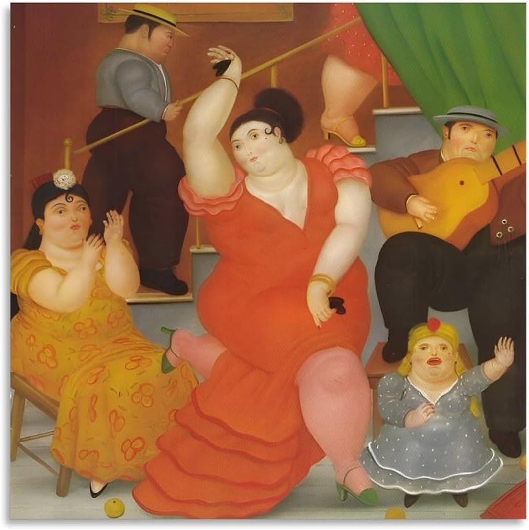 YWVWY Flamenco por Fernando Botero – Póster artístico de humor vívido y llamativo de cuerpo completo, póster para decoración del hogar, arte de